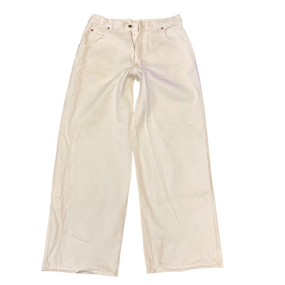Solo Semore Mens White Denim Wide Leg Jeans Made in USA Size 34 x 36